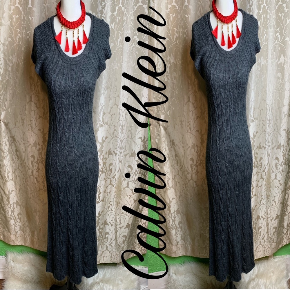 CALVIN KLEIN charcoal gray sweaters dress sz Small
